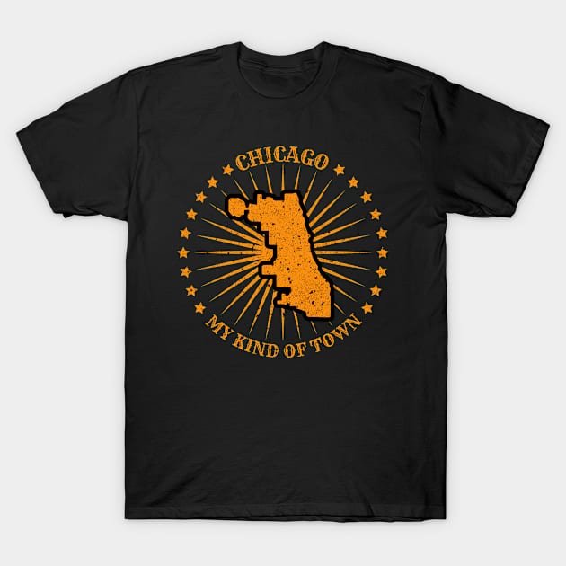 Chicago My Kind of Town - Kinda City of Big Shoulders - I Love Chicago Map Heart Lake Michigan Illinois US T-Shirt by Ranggasme